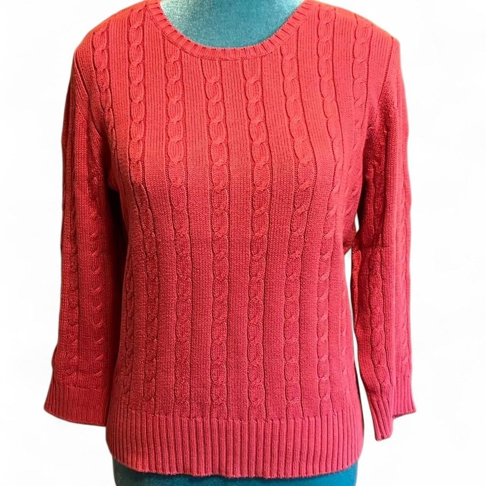 Y2K Cable Knit Sweater Preppy Women's Vintage‎ 3/4 sleeve